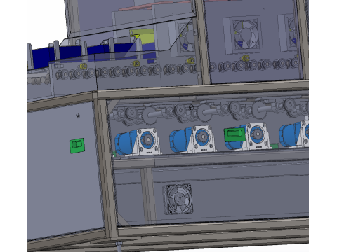 Electro-injection LID annealing furnace-7-chamber monorail LID equipment Modelo 3D