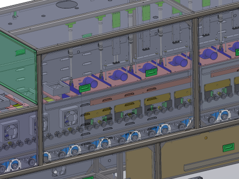 Electro-injection LID annealing furnace-7-chamber monorail LID equipment Modelo 3D