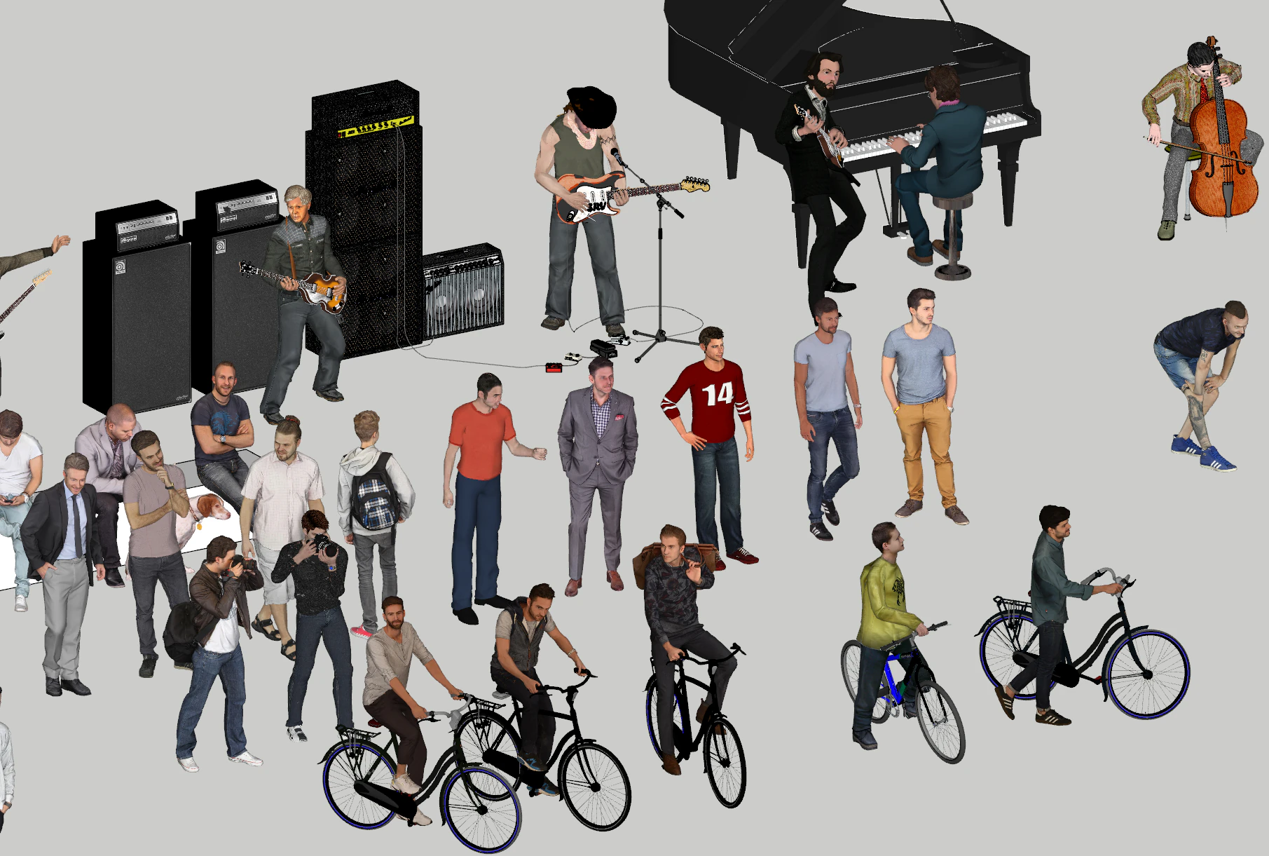 Collection of various postures and movements of adult characters male 3D Model .c4d .max .obj .3ds .fbx .stl .blend 