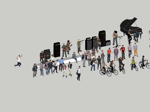 Collection of various postures and movements of adult characters male Model 3D