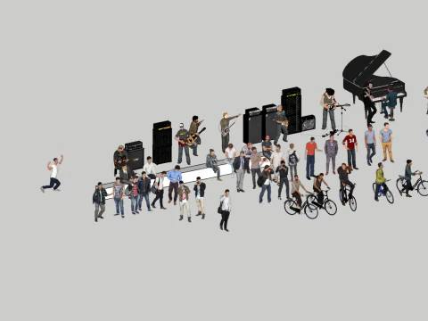 Collection of various postures and movements of adult characters male 3D Model