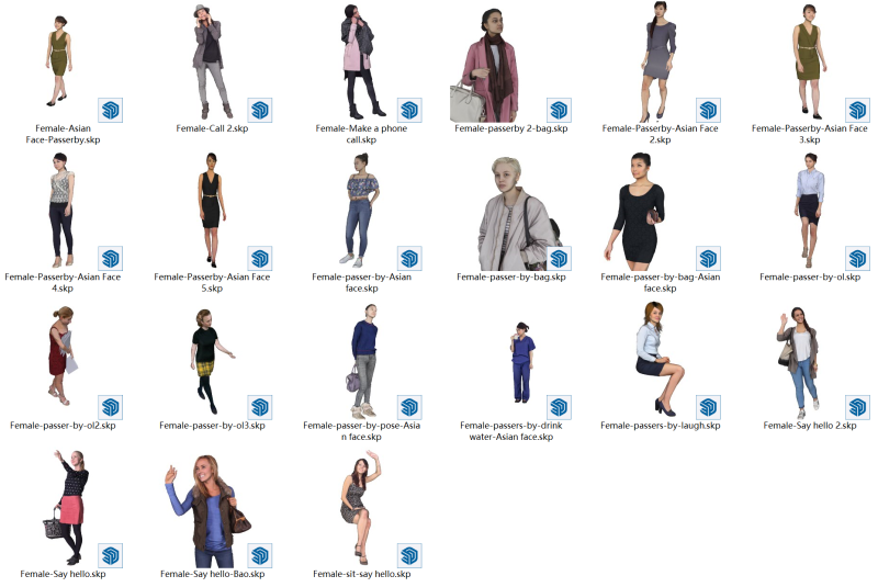 Drink water passers-by make phone calls say hello female 3D Model .c4d .max .obj .3ds .fbx .stl .blend 