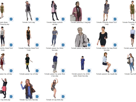 Drink water passers-by make phone calls say hello female 3D Model