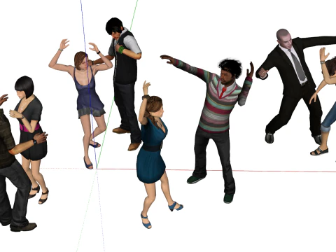 नाचते हुए लोगों का एक समूह-आदमी 3D मॉडल