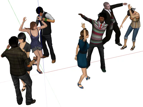 नाचते हुए लोगों का एक समूह-आदमी 3D मॉडल