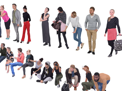 Modern character combination of male and female characters 3D Model