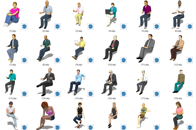 3D sitting posture 3D 模型 .c4d .max .obj .3ds .fbx .stl .blend 