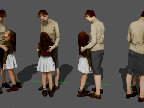 Mother Daughter Child Character Combination Family Characters Girl Female Mother Characters Modelo 3D