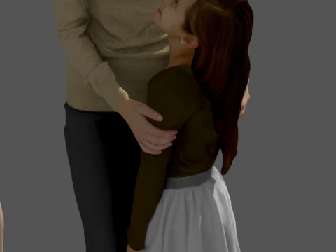 Mother Daughter Child Character Combination Family Characters Girl Female Mother Characters 3D Model