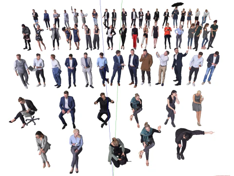 विभिन्न मुद्राओं में चरित्र मॉडल 3D मॉडल