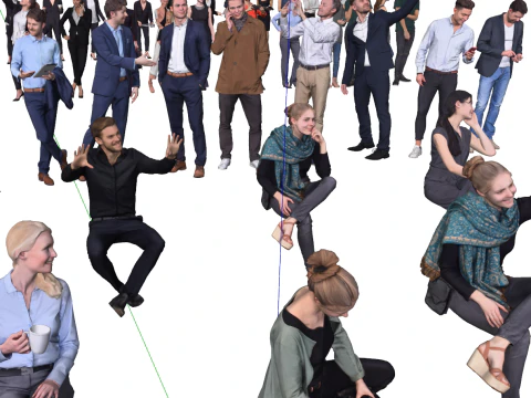 Character models in various postures 3D Model