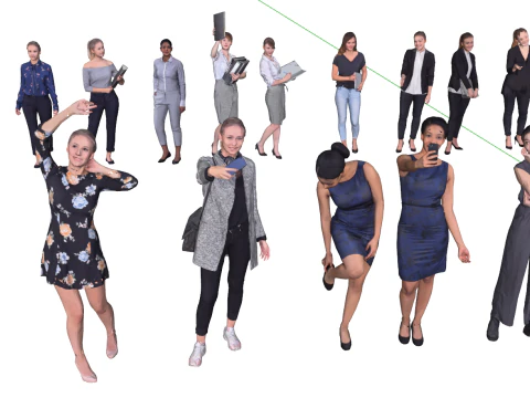 Modern Asian Business Professionals White Collar Professionals 3D Model
