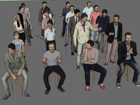 Multiple SU Models in Sitting and Standing Poses 3D 모델