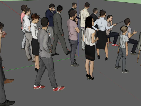 Multiple SU Models in Sitting and Standing Poses 3D Model