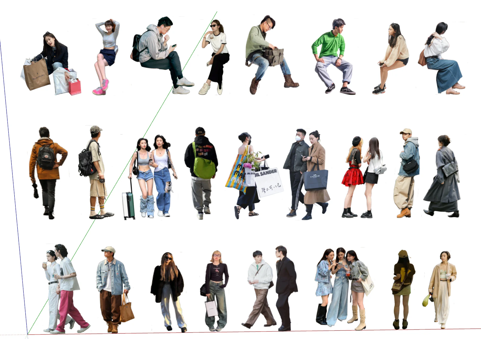 2D Multiple Character SU Models 3D Model .c4d .max .obj .3ds .fbx .stl .blend