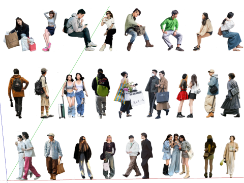 2D Multiple Character SU Models 3D मॉडल