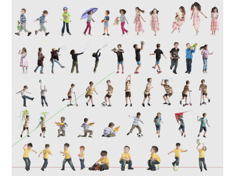 Collection of 2D Child SU Models Modèle 3D