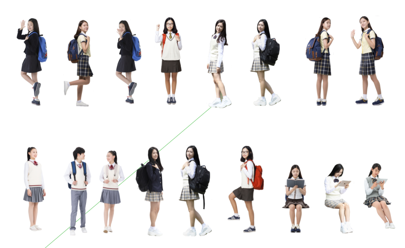 Collection of 2D Female Student SU Models Model 3D .c4d .max .obj .3ds .fbx .stl .blend 
