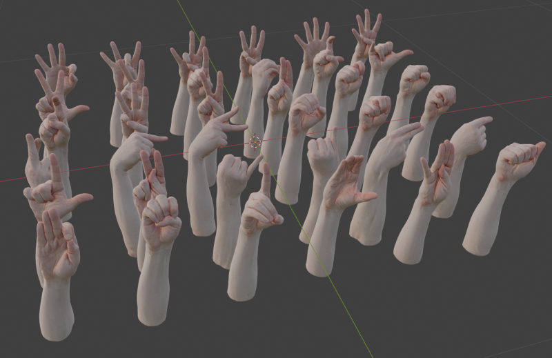 Gestural Letters and Numbers 3D 모델 .c4d .max .obj .3ds .fbx .stl .blend 