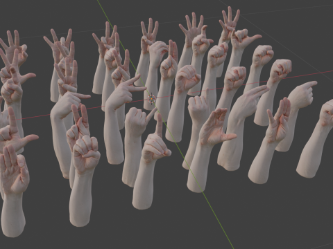 Gestural Letters and Numbers 3D मॉडल