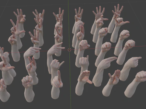 Gestural Letters and Numbers 3D Model