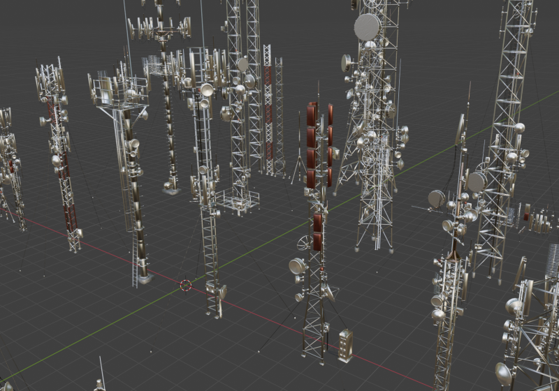 Signal antenna collection 3Dモデル .c4d .max .obj .3ds .fbx .stl .blend 