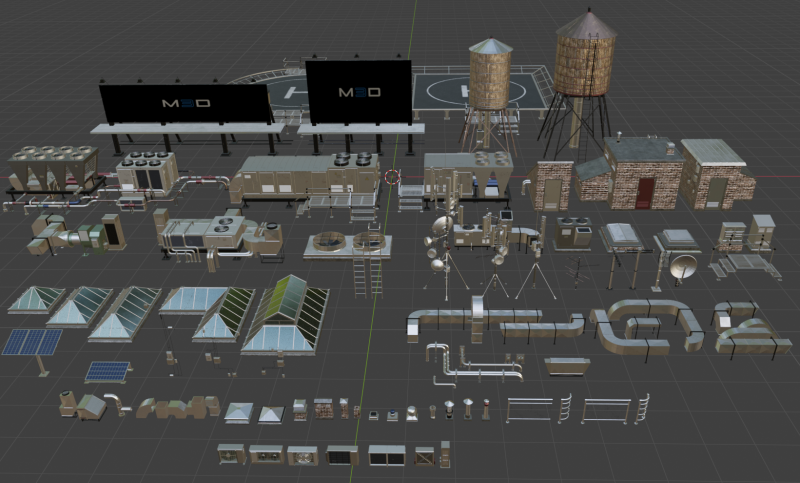 Roof industrial equipment Model 3D .c4d .max .obj .3ds .fbx .stl .blend 