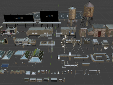 Roof industrial equipment 3D मॉडल