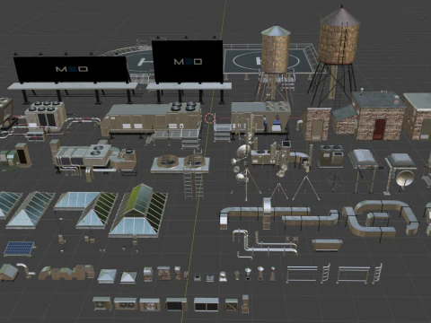 &Ccedil;atı end&uuml;striyel ekipmanları 3D Model