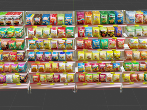 Supermarket snack shelves 3D Model