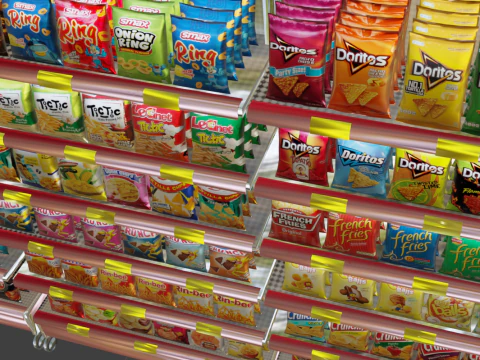 Supermarket snack shelves 3D Model