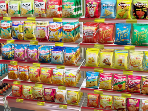 Supermarket snack shelves 3D Model