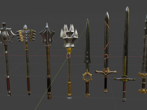 Tomahawks War Hammers and Swords 3D 模型