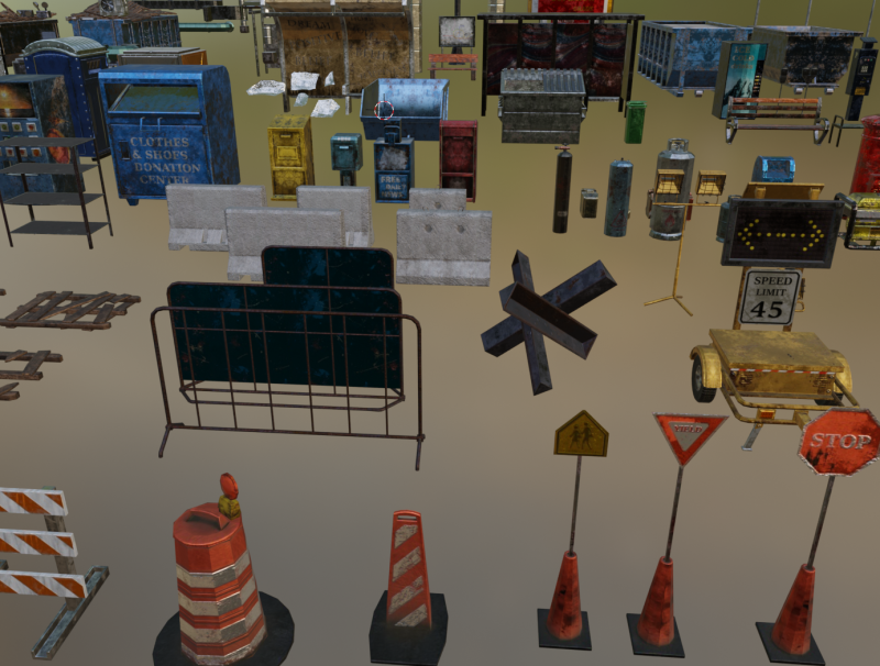 Old and dilapidated garbage assets 3D Modell .c4d .max .obj .3ds .fbx .stl .blend 
