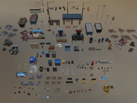 Old and dilapidated garbage assets 3D Model