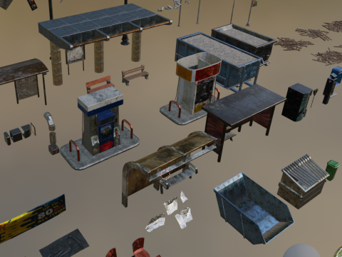 Old and dilapidated garbage assets 3D Modell