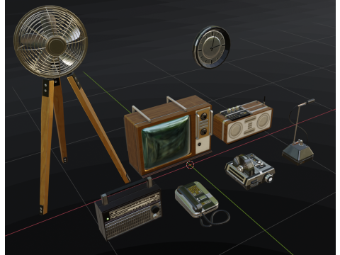 Vintage Antique Items Retro Antique Objects 3D 모델
