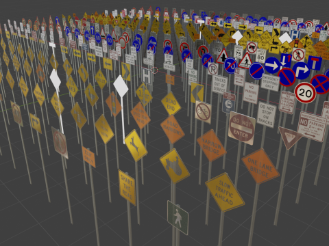 Road sign asset collection 3D Modell