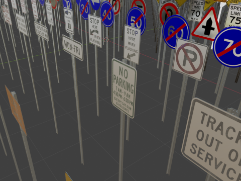 Road sign asset collection 3D Modell