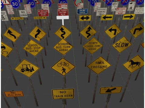 Road sign asset collection 3D Modell