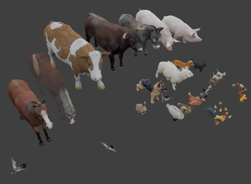 Realistic animals and livestock 3D Model .c4d .max .obj .3ds .fbx .stl .blend 