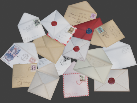 Vintage envelope letter 3D Модель