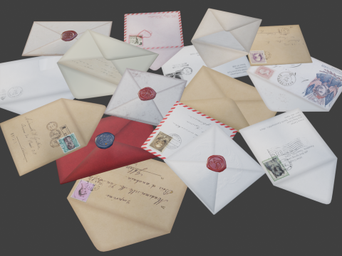 Vintage envelope letter Modèle 3D