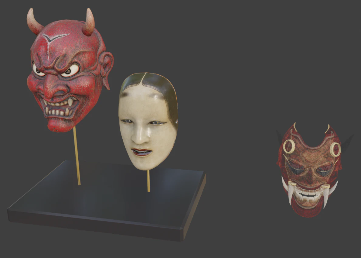 Japanese Devil Mask 3D Model .c4d .max .obj .3ds .fbx .stl .blend 