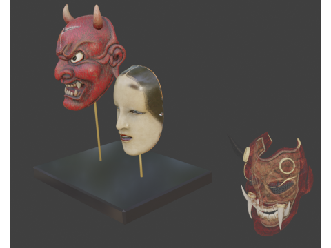 Japanese Devil Mask Model 3D