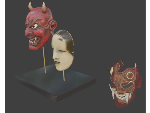 Japanese Devil Mask 3D Model