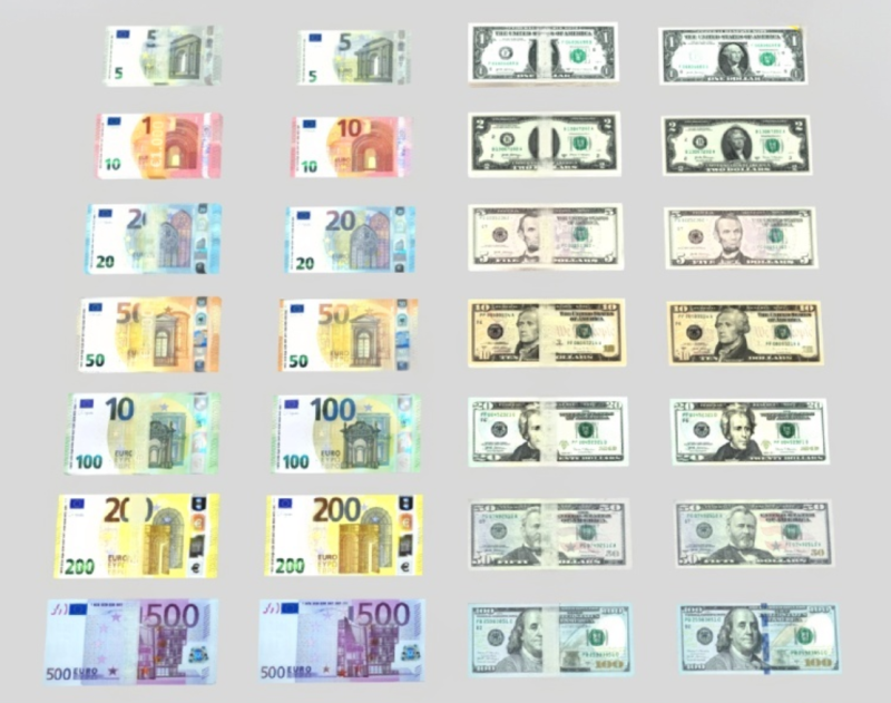 Realistic Euro Dollar Modello 3D .c4d .max .obj .3ds .fbx .stl .blend 