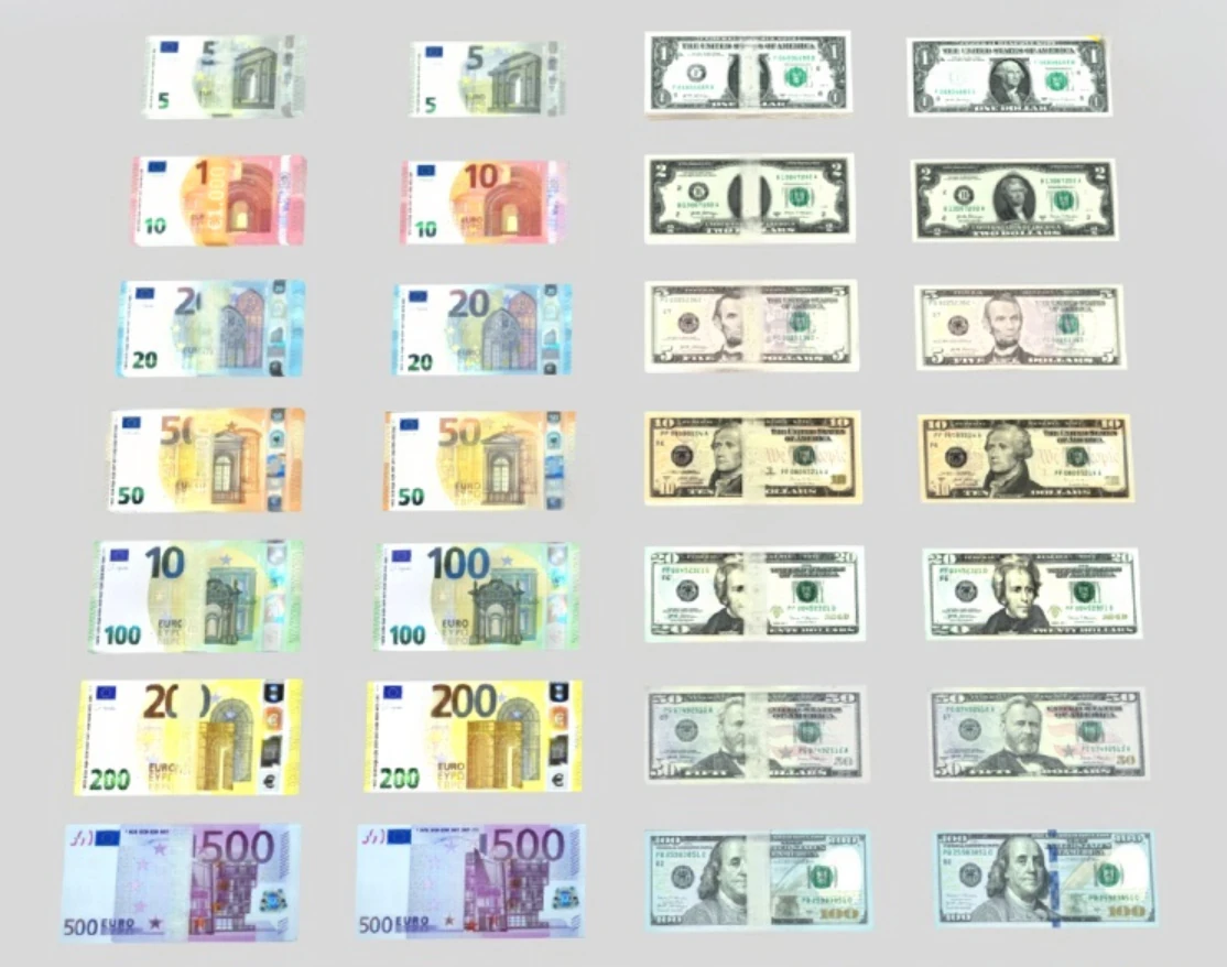 Realistic Euro Dollar 3D Model .c4d .max .obj .3ds .fbx .stl .blend 