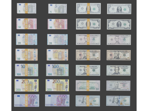 Realistic Euro Dollar Modello 3D