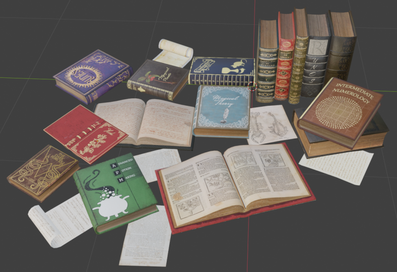 Realistic Wizard Books 3D Modell .c4d .max .obj .3ds .fbx .stl .blend 